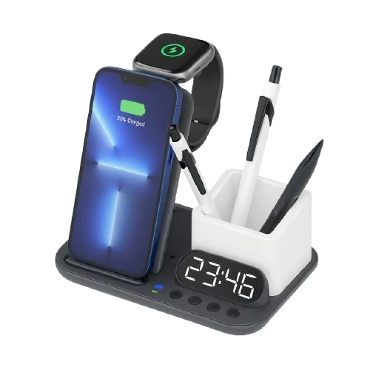Wireless Desk Charger with Clock