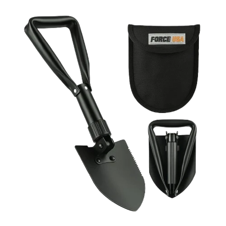 FORCE USA FOLDABLE SHOVEL 130PCS – Carbon Steel Military-Grade Shovel